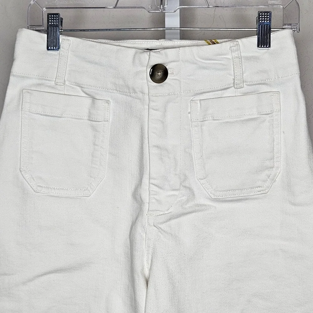 Maeve Anthropologie The Colette White Wide Leg Cropped Pants Womens Size 28 - Picture 3 of 9